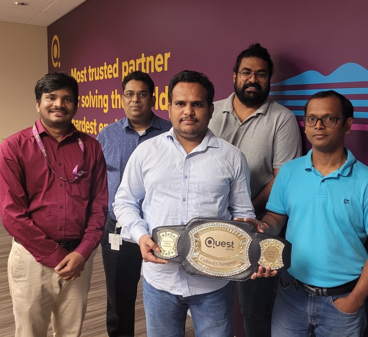 Akash Deep with colleagues at Quest Global